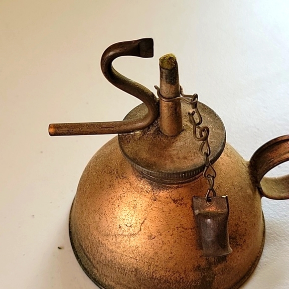 Vintage Copper Finger Kerosene Oil Lamp/Lamp Filler - Picture 3 of 3